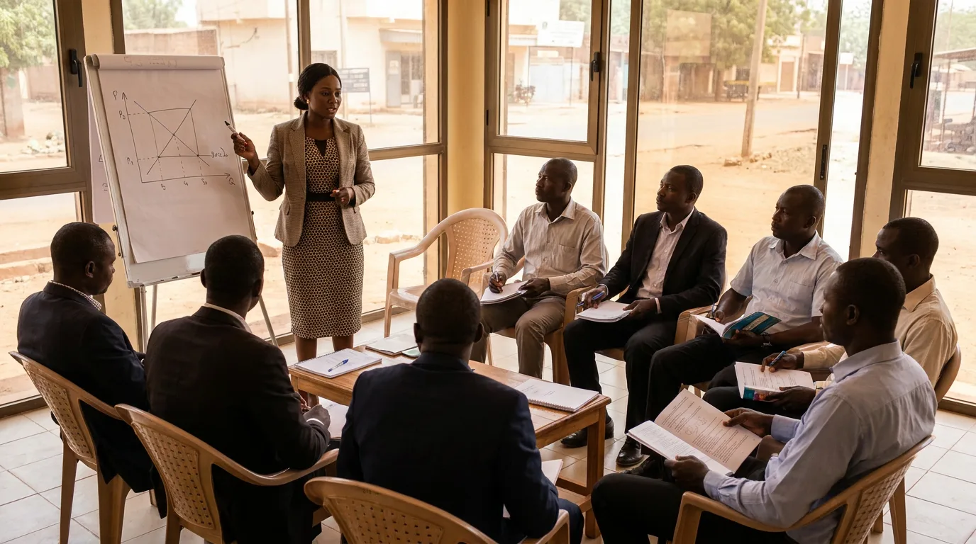 Formatrice animant une session de formation RH pour des participants à Bamako